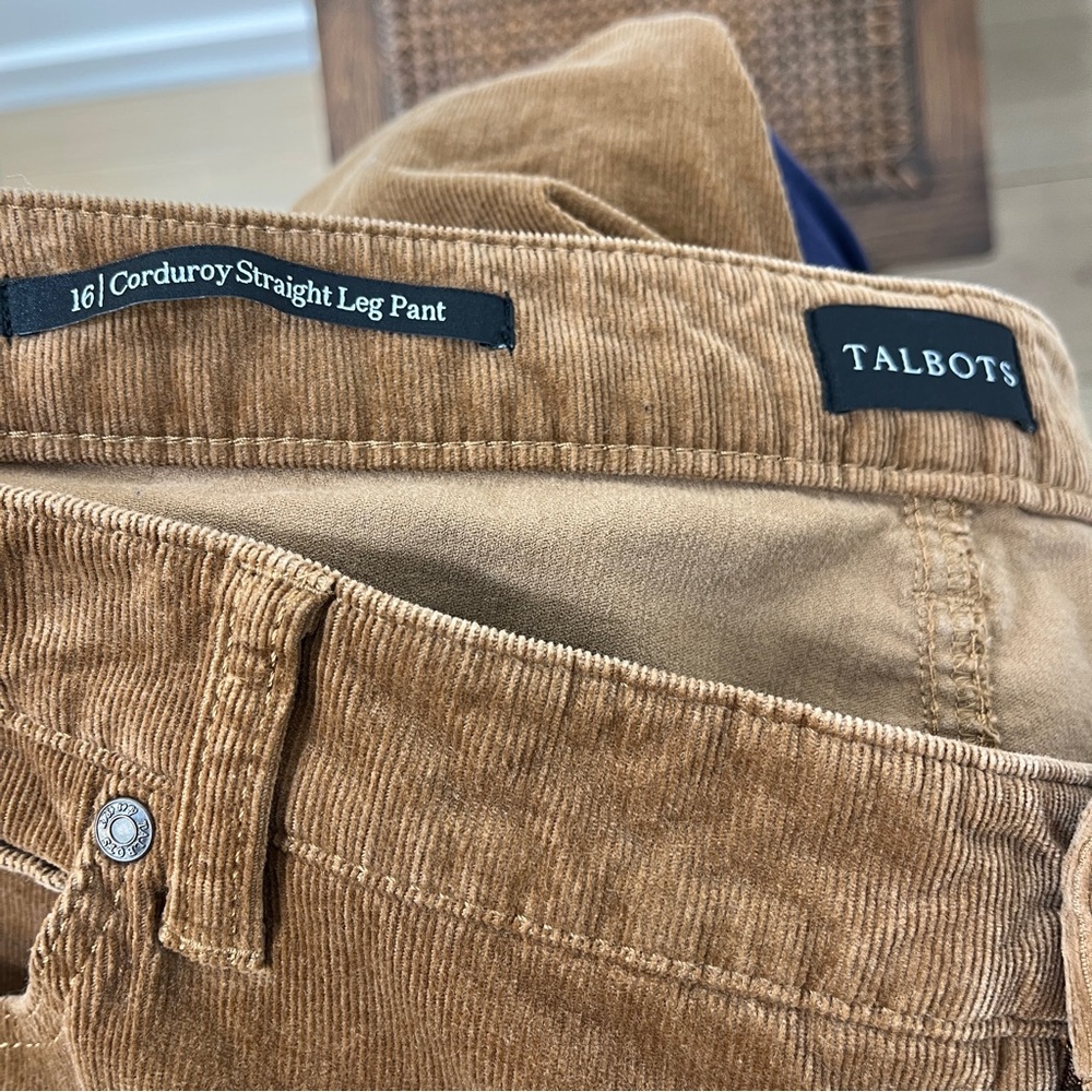 Talbots Classic Preppy Polished Straight Leg Cognac Corduroy Cute Pant [size 16] - Picture 9 of 10